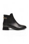 Black Leather Zippered Stone Detailed Women's Heeled Boots Stylish Comfortable Office Event Daily Boots 248286 - 2