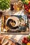Glass Cutting Board with Gold Detailing, Black and White Marble Theme - Glass Cutting Board |   30cm X 40cm