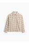 Kadın Bej Flannel Oversized Gömlek - 2