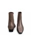 Women's brown suede heeled boots with elastic back