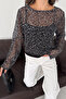 Women's Sequined Transparent Blouse and Strappy Tank Top 2-Piece Set - 6