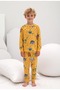 Boy's 100% Cotton Diamond Kids Yellow Dinosaur Pattern Long Sleeve Pajama Set - 2