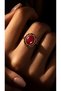 Adjustable Vintage Copper Women's Ring with Agate Natural Stone - 4