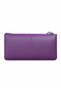 Genuine Leather Multi-Compartment Zippered Unisex Wallet with Wrist Strap Purple - 2