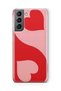 Samsung Galaxy S21 Compatible Red Ying Yang Pattern Transparent Phone Case