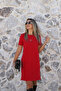 Red Collar Detail Short Sleeve Knitwear Dress - 2