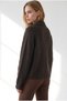 Women's Dark Brown Stitching Detailed Double-Sided Zippered Knitwear Jacket Ckt-19000542 - 6