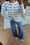Buttoned Blouse with Stripe Detail on the Collar - 5