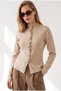 Women's Stone Pleated Detailed Stretchy Knitwear Blouse Blz-19003471 - 2