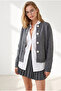 Women's Anthracite Daisy Buttoned Soft Textured Knitwear Cardigan Hrk-19000517