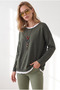 Women's Khaki Athlete Collar Soft Textured Boho Knitwear Blouse Blz-19003473 - 4