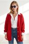 Women's Red Pocketed Ribbed Detailed Loose Knitwear Cardigan Hrk-19000518 - 4