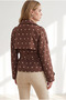 Women's Brown Lined Polka Dot Crop Trench Coat Trc-00000016 - 4