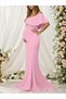 Rochie maxi, roz - 7