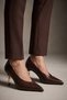Brown Leather Thin Heeled Pointed Toe Women's Special Day and Evening Dress Shoes 312607