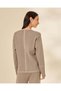 Women Taupe Knitted Round Neck Long Sleeve Sweater - 3