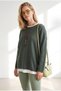 Women's Khaki Athlete Collar Soft Textured Boho Knitwear Blouse Blz-19003473 - 3