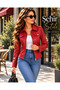 Women's Long Sleeve Pocket Detailed Shirt Collar Zipper Leather Jacket