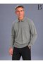 Relaxed Fit Collared Wool Winter Light Gray Men's Dad Sweater with Pockets - 5