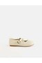 Girls Cream Buckle Strap Ballerinas