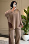 6686 - Stylish, Comfortable, Loose-Fitting Viscose Soft Modal Fabric Zipper Detailed Peach Fabric Garnished Women's Suit - 4