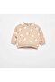 Patterned Fleece Sweatshirt Beige - 2