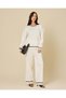 Women Ivory Textured Crew Neck Sweater - 5