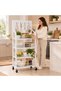 4-Tier Rolling Storage Rack with Pegboard, 15 Hooks & Swivel Wheels - 6