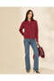 Women Burgundy Zip Front Cardigan - 2