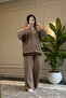 6653 - Stylish Comfortable Loose Viscose Soft Modal Fabric Peach Fabric Garnished Zippered Hooded Women's Set - 2