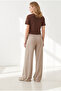Women's Stone Pleated Detailed Draped Trousers with Pockets Pnt-19000422 - 6