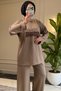 6657 - Stylish, Comfortable, Loose-Fitting Viscose Soft Modal Fabric Hooded Detailed Peach Fabric Garnished Women's Set - 4