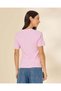 Women Pink Knitted Crew Neck Short Sleeve Sweater - 3