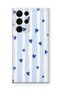 Samsung Galaxy S25 Ultra Compatible Blue Hearts Patterned Transparent Phone Case