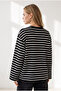 Women's Black and White Striped Spanish Sleeve Slim Sweatshirt Swt-19000811 - 5