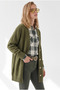 Women's Oil Green 4-Button Soft Textured Loose Cardigan Hrk-19000519 - 3