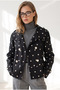 Women's Black Lined Polka Dot Crop Trench Coat Trc-00000016 - 3