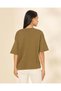 Women Olive Slogan T-Shirt - 5