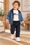 Baby Boy Denim Jacket Sweatshirt Pants 3-Piece Set - 4