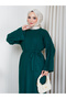 Women's Tie-Up Oversize Pearl-Detail Tricot Dress Test - 3