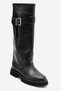 Pedro Black Genuine Leather Buckle Women's Thick Soled Boots - 6
