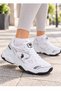 Women's White Sports Shoes with Mesh Detail and Thick Sole Casual Sneakers