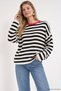 Contrast Collar Striped Oversize Sweater - 4
