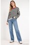 Contrast Collar Striped Oversize Sweater - 6
