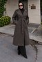 Belt Epaulet Detailed Cashmere Coat Tsd260317 Smoked