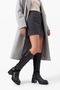 Cube Black Leather Suede Buckle Women's Thick Heeled Boots - 2