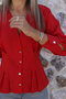 Red Gold Buttoned Pleated Shirt - 3