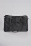 Women's Shoulder Bag with Zippered Front Pocket, Textured and Patent Leather Detailed Daily Stylish Bag Black 18316 - 5