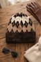 Women's Diamond Patterned Soft Plush Beanie Soft Textured Folded Winter Snow Beanie - 6