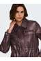Onlmini Women's Drawstring Waist Faux Leather Jacket with Pockets Decadent Chocolate Brown - 6